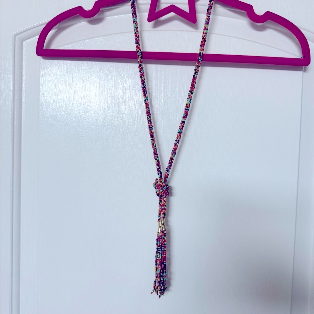 EUC | Seed Bead |Multicolor Beaded Tassel Necklace